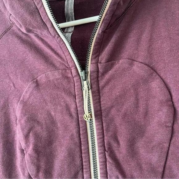 Lululemon Heavyweight Scuba Zip Up Hoodie in Heathered Burgundy Size 6 - Picture 3 of 8